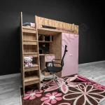 تخت خواب دوطبقه نوجوان با کمد لباس مدل T141 - Image 2