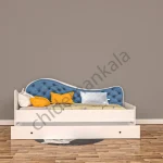 تخت خواب یک نفره لمسه دار / رنگ آبی و سفید