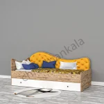 تخت خواب یک نفره لمسه دار / رنگ نارنجی و سفید